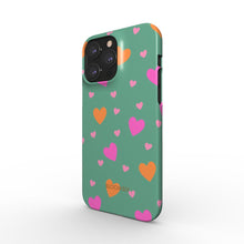 Load image into Gallery viewer, Hearts Teal Snap Phone Case
