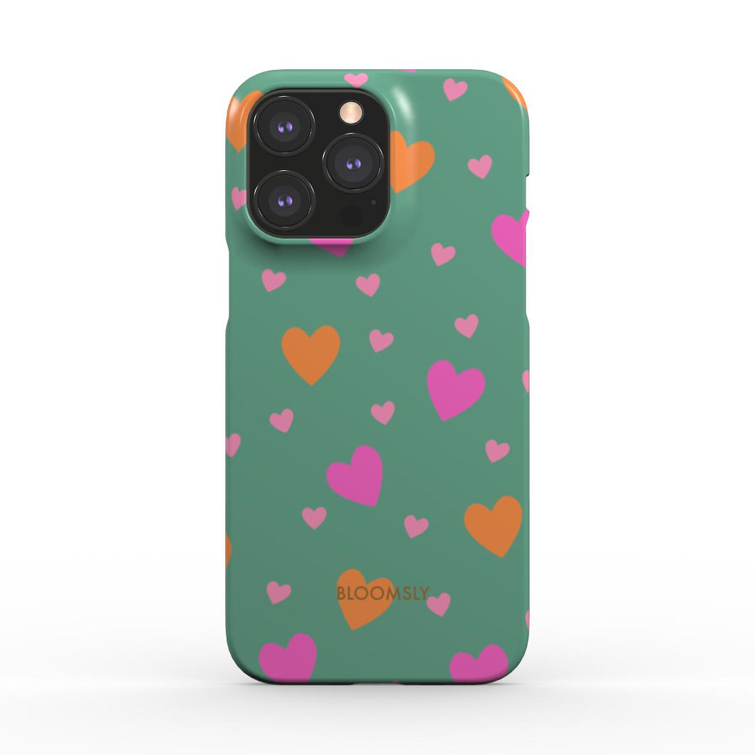 Hearts Teal Snap Phone Case