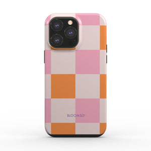 Plaid Pink Orange Tough Phone Case