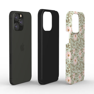 Peach Florals Pistachio Tough Phone Case