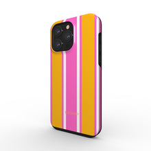 Load image into Gallery viewer, Pink, Yellow, White Stripes Tough Phone Case
