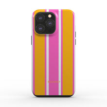 Load image into Gallery viewer, Pink, Yellow, White Stripes Tough Phone Case
