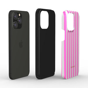 Pink and Gray Stripes Tough Phone Case